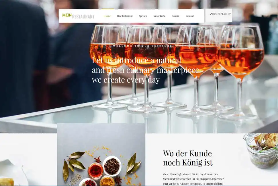 moderne homepage vorlage restaurant