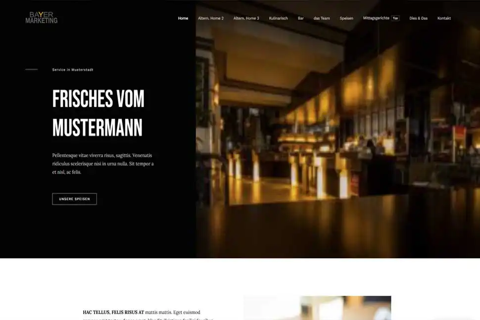Wordpress Homepage Restaurant
