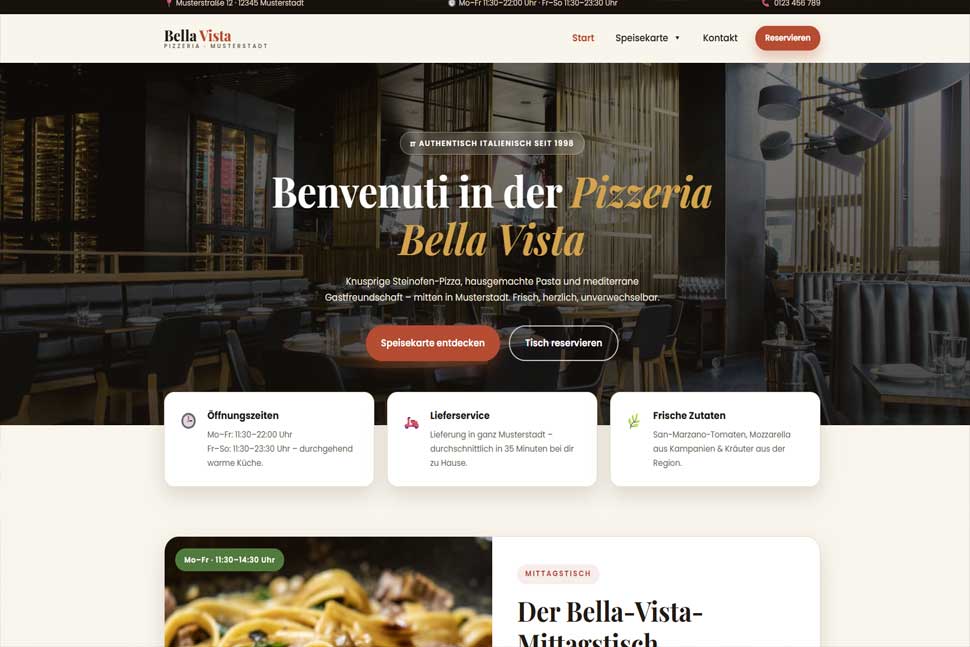 Pizzeria Homepage Restaurant