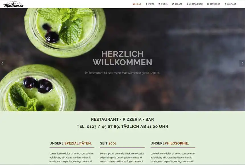 homepage vorlage restaurant