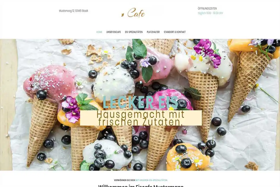 website vorlage eiscafe
